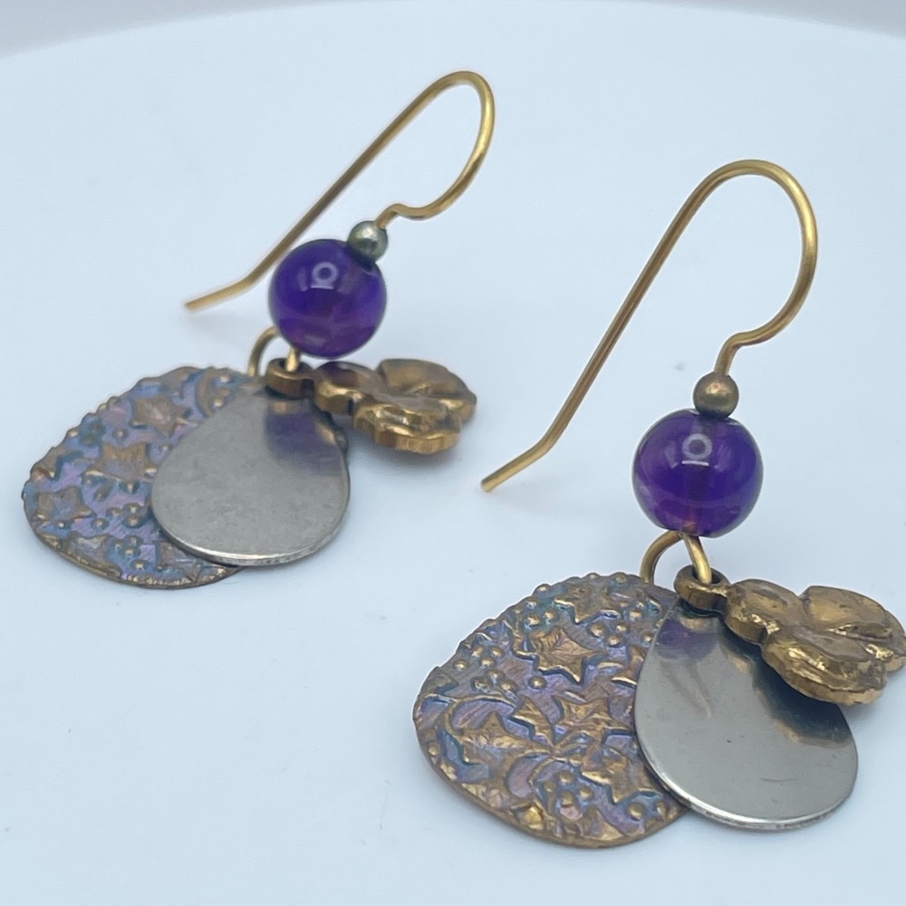 Vintage Y2K Purple Beaded Dangle Earrings Boho Women's Classic Fashion Jewelry
